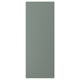 A NICKEBO grey-green kitchen cabinet panel with a modern design. Its rectangular and made from particleboard and plastic materials.