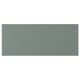 The NICKEBO cabinet front in grey-green, featuring a smooth, matte surface with clean lines.