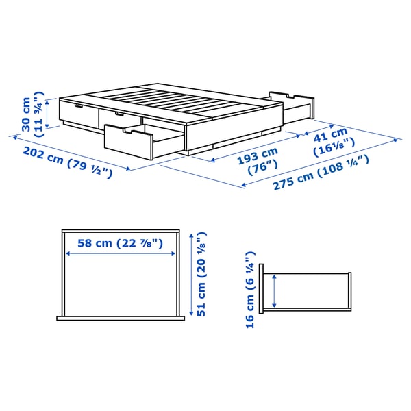 Illustration with measurements for the product: NORDLI.
