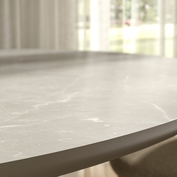 NORRMJÖLE Table, beige marble effect/beige, 66 7/8x38 1/4 "