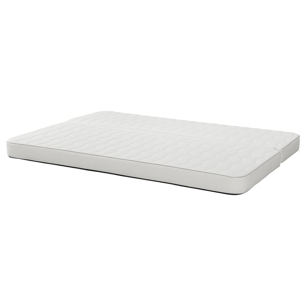White NYHAMN sofa-bed mattress, rectangular, firm, quilted design.