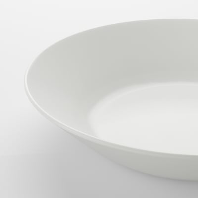 Modern clean white bowl, smooth, durable glass.
