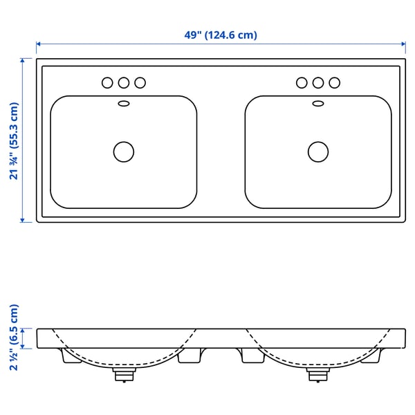Illustration with measurements for the product: ORRSJÖN.