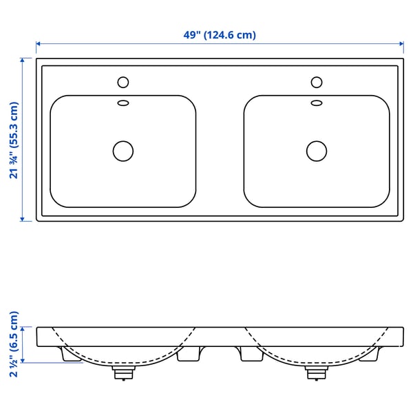 Illustration with measurements for the product: ORRSJÖN.