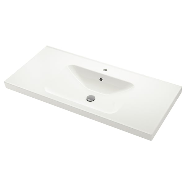 Orsjön white sink, integrated, ceramic, oval shape, sleek design.