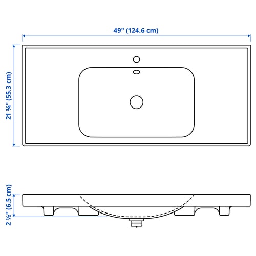 Illustration with measurements for the product: ORRSJÖN.