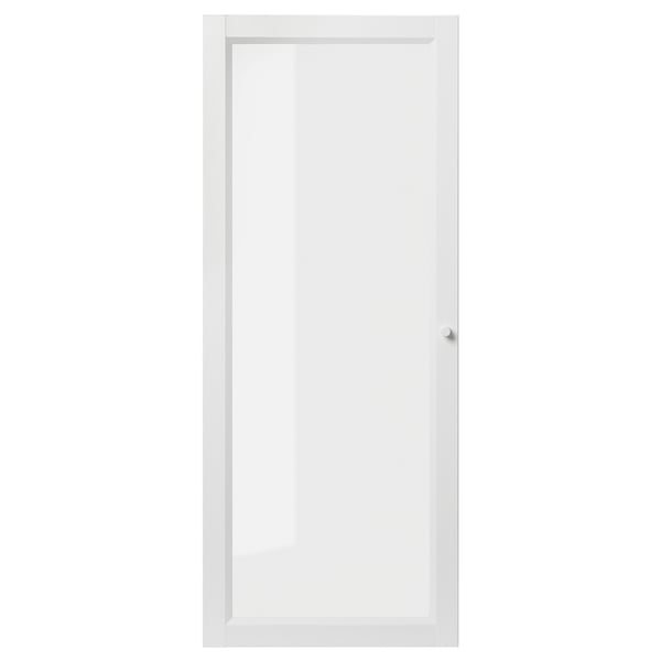 A white OXBERG glass cabinet door with modern design.