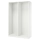 White PAX wardrobe frame for clothes storage.