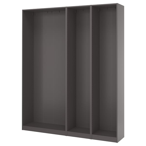 PAX wardrobe frame: grey, modular, metal, rectangular, minimalist design.