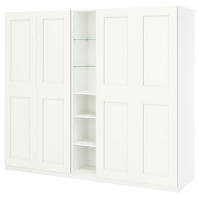 PAX / GRIMO Wardrobe combination, white white/white, 92 1/2x23 5/8x93 1/8 "