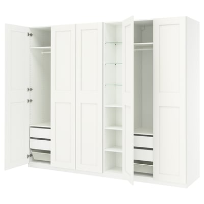 PAX / GRIMO Wardrobe combination, white white/white, 112 1/4x23 5/8x93 1/8 "