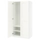 White PAX wardrobe: slim, tall, minimalist design. Soft-close doors, internal shelves.