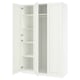 White PAX wardrobe with open doors showcasing empty shelves.