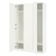 White PAX wardrobe open, featuring shelves and hangers.