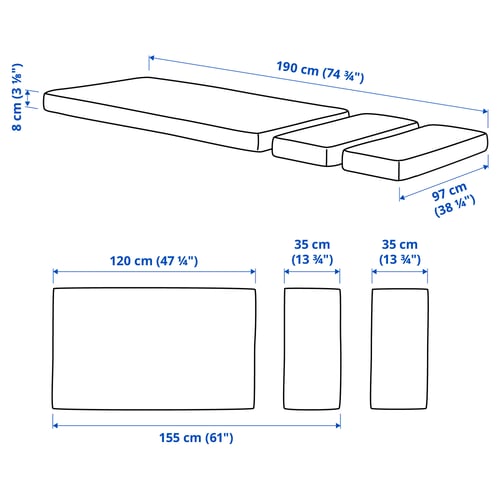 Illustration with measurements for the product: PLUTTEN.