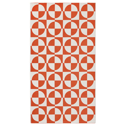 PUBLIKVÄRD Rug, flatwoven, orange/circle pattern, 2 ' 7 "x4 ' 11 "
