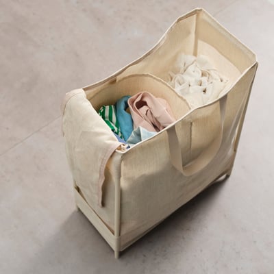 PURRPINGLA Laundry bag with stand, beige, 11 gallon