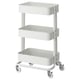 Ikea RÅSKOG: compact, white, 3-tier storage trolley on wheels for small spaces, sturdy design.