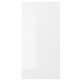 White glossy kitchen cabinet door, sleek, modern design, resistant, durable, shiny.