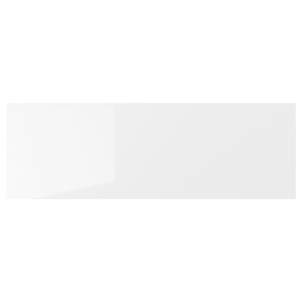 White glossy RINGHULT kitchen drawer front, sleek and modern, square edges.