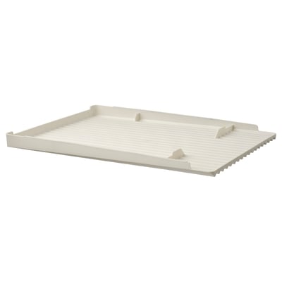 A white RINNIG dish drainer with a ridged surface and triangular feet for stability.