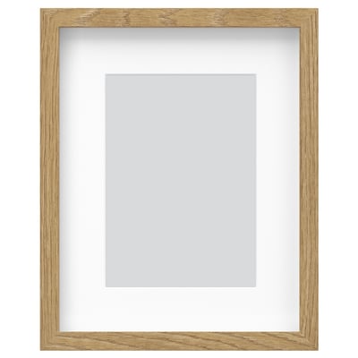 RÖDALM light brown wooden photo frame with white mount, rectangular, modern design.