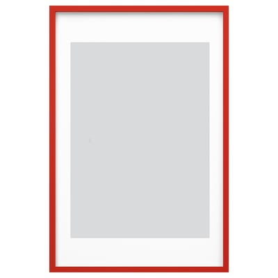 Red framed empty picture, stands vertically or horizontally.