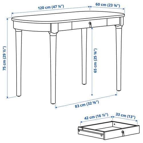 ROSENTORP Desk, white, 47 1/4x23 5/8 "