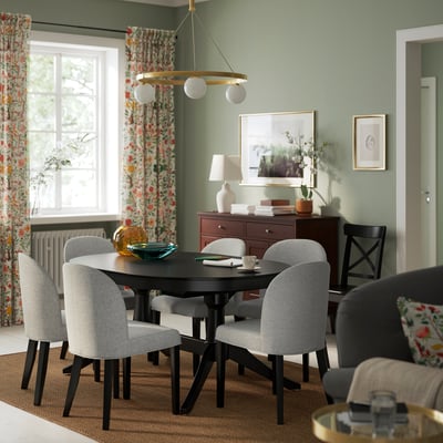 ROSENTORP Extendable table, black, 63/84 5/8x43 1/4 "