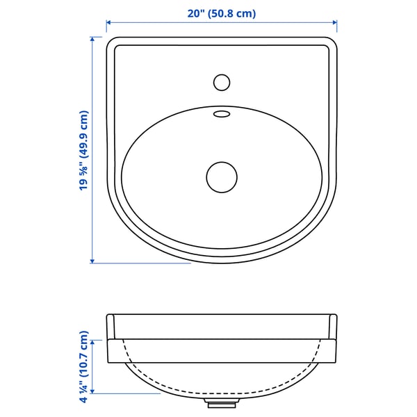 Illustration with measurements for the product: RUTSJÖN.