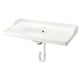A white RUTSJÖN ceramic wash-basin with a raised backsplash and oval bowl, designed for a traditional look.