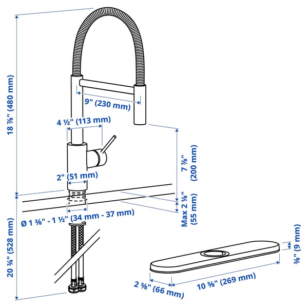 Illustration with measurements for the product: SALLSJÖN.