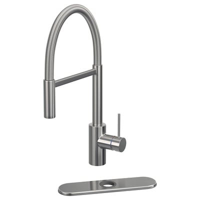 SALLSJÖN kitchen tap, stainless steel, high arc, dual spray.