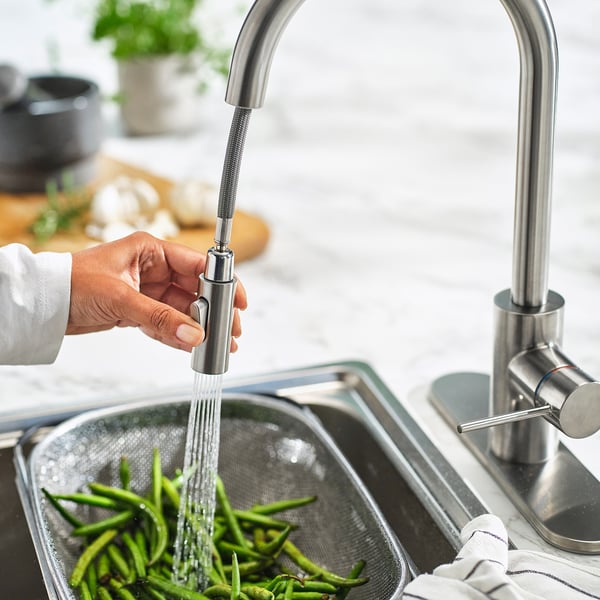 SALLSJÖN Pull out kitchen faucet with spray, stainless steel