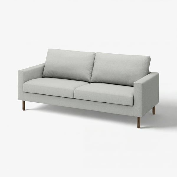 SALTSJÖBADEN sofa: modern grey, fabric, rectangular, light wood legs.