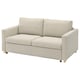 Modern beige sofa-bed with gold legs, minimalist design, upholstered in cotton-polyester fabric.