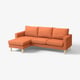 SALTSJÖBADEN orange sofa, modern l-shape, wooden legs, cosy upholstery.