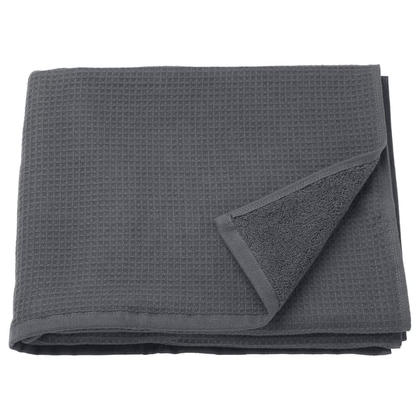 Grey SALVIKEN towel, folded, waffle/terry design, cotton.