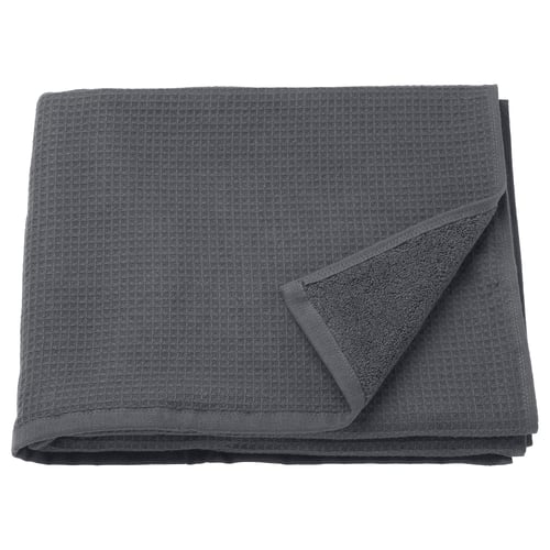 Grey SALVIKEN towel, folded, waffle/terry design, cotton.
