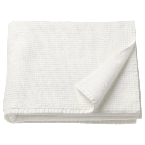 SALVIKEN white towel, soft cotton, folded, waffle and terry texture.