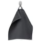 Dark grey SALVIKEN towel with waffle and terry textures hangs hooked, soft cotton.