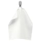 SALVIKEN white cotton towel with waffle and terry textures. Hangs on a hook, rectangular shape.