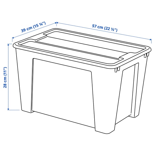 SAMLA Box with lid, clear, 22 ½x15 ¼x11 "/12 gallon