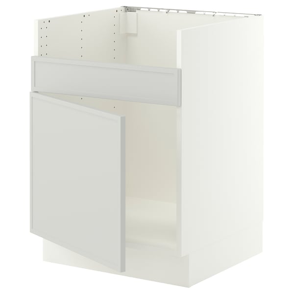 SEKTION Base cab f HAVSEN single bowl sink, white/Aspudden light gray, 24x24x30 "