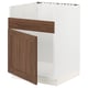 White and brown ikea SEKTION cabinet with walnut foil door.