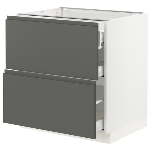 SEKTION kitchen cabinet in grey and white, modern with full drawers.