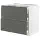 White ikea SEKTION kitchen cabinet with dark grey drawers, sleek modern design and integrated handles.