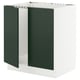 SEKTION kitchen cabinet in green, rectangular shape with white frame.