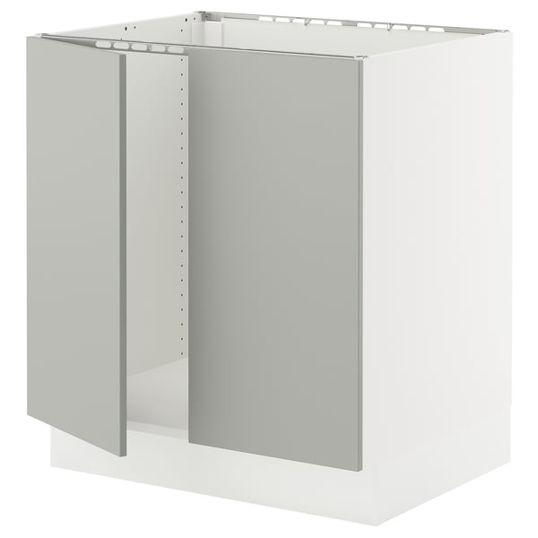 White SEKTION kitchen unit, light grey, square shape, modern minimalist design.
