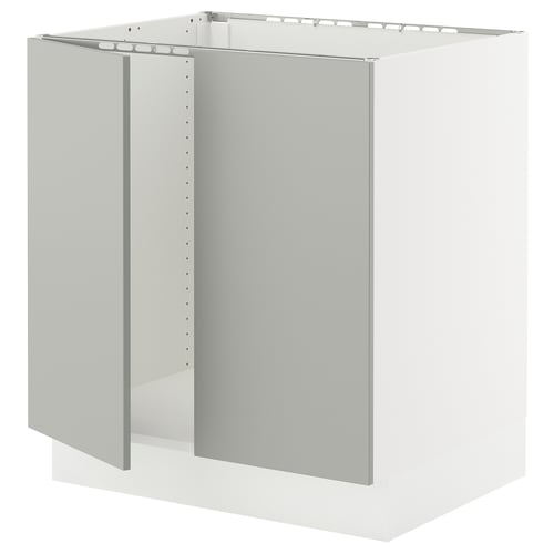 White SEKTION kitchen unit, light grey, square shape, modern minimalist design.